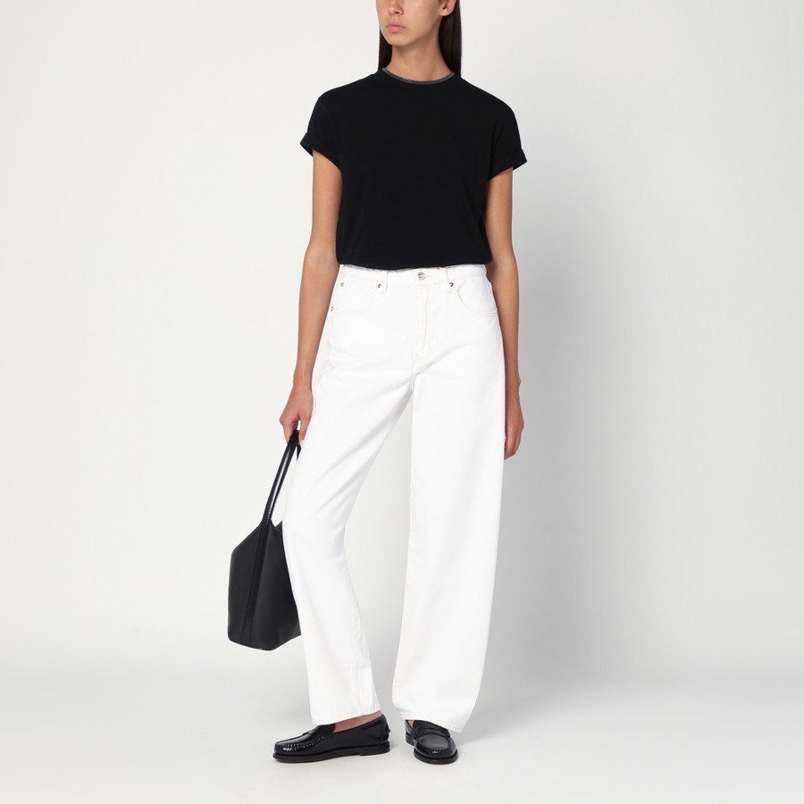 Brunello Cucinelli Black crew-neck T-shirt with pendant