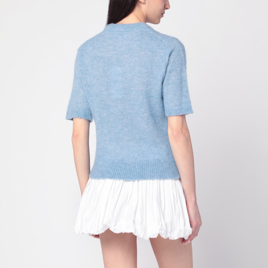 GANNI Light blue sweater with alpaca blend logo | TheDoubleF