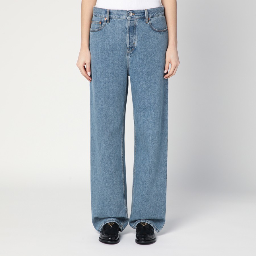 デニム・ジーパン GUCCI Woman Jeans Blue 828604XDDAS 4011 GUCCI Light blue wide-leg jeans | TheDoubleF