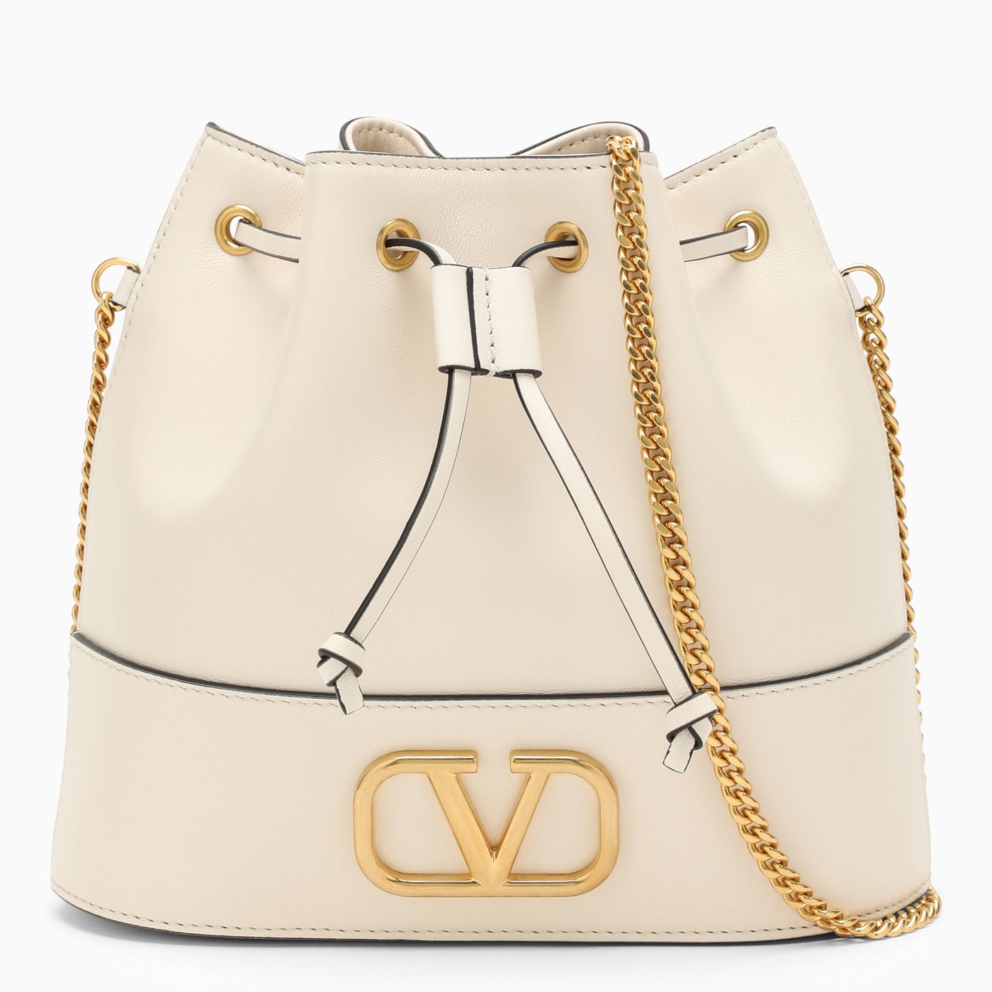 Valentino Vlogo ivory leather bucket bag TheDoubleF