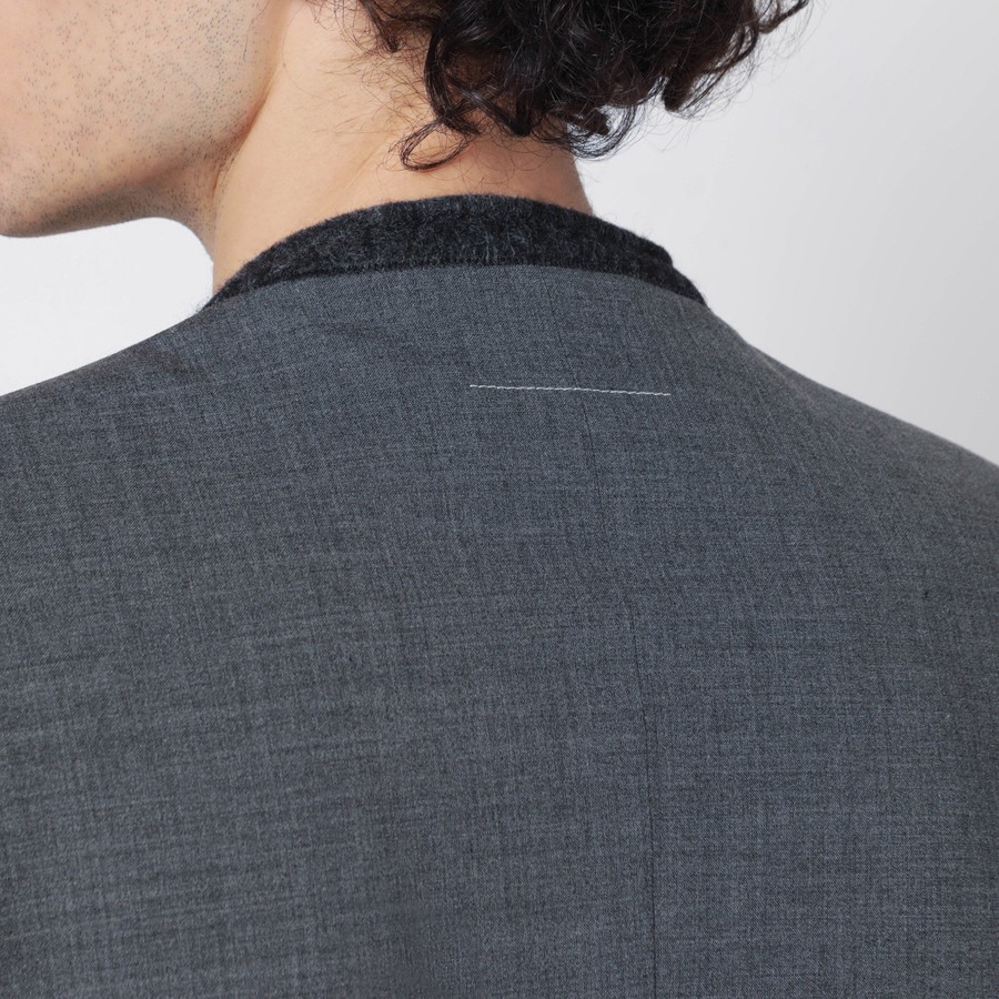 MM6 Maison Margiela Grey mélange wool-blend jacket | TheDoubleF