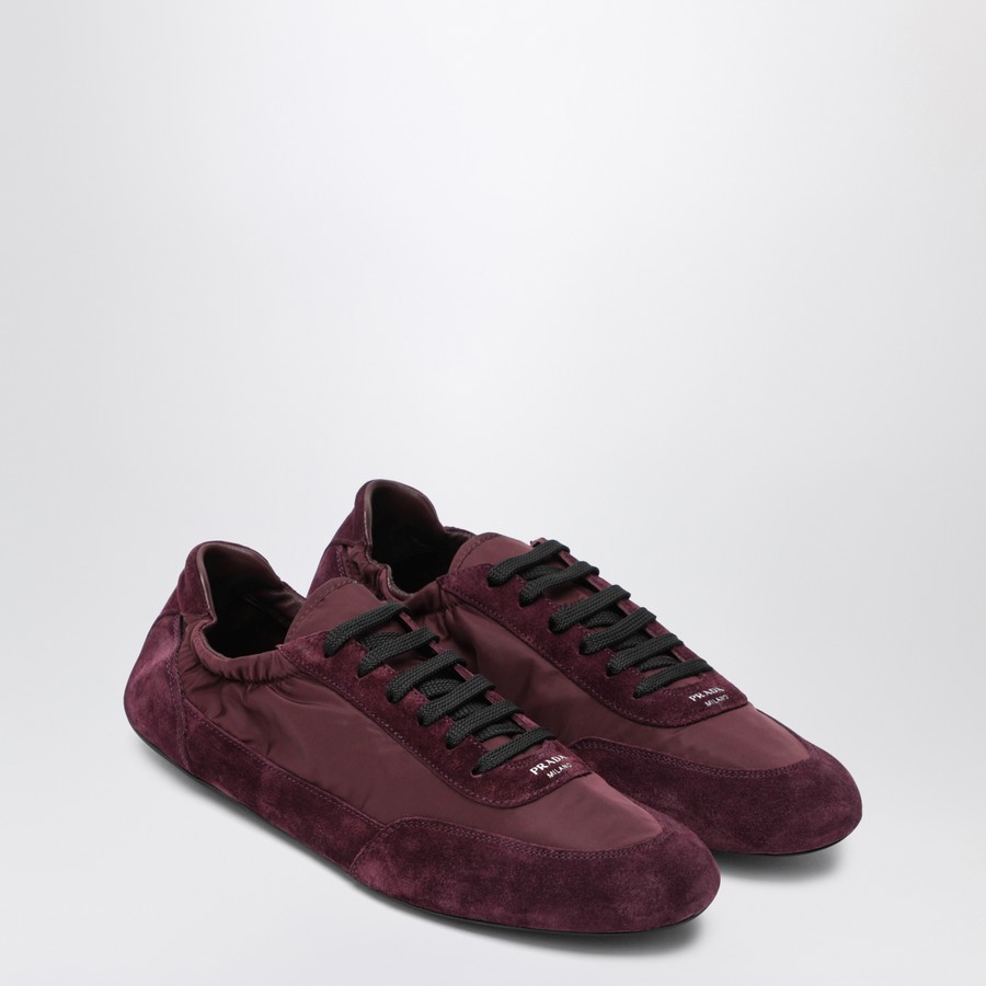 Prada Burgundy Re-Nylon and suede Sneaker Collapse | TheDoubleF Prada Burgundy Re-Nylon and suede Sneaker Collapse | TheDoubleF