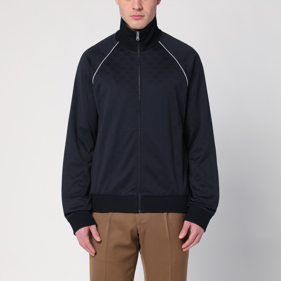 GUCCI Navy blue sweatshirt in GG jacquard | TheDoubleF
