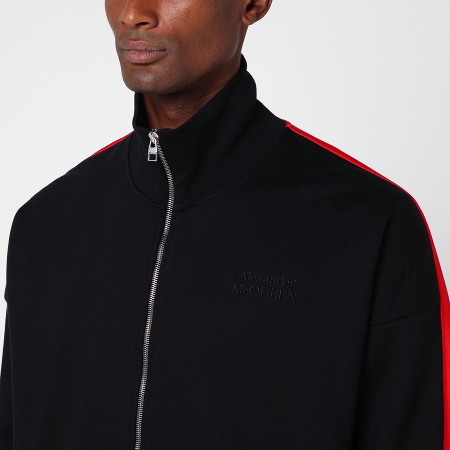 【関税&送料込】Alexander Mcqueen Black Red Cotton Zip Sweat Alexander McQueen Black/red cotton zip sweatshirt | TheDoubleF