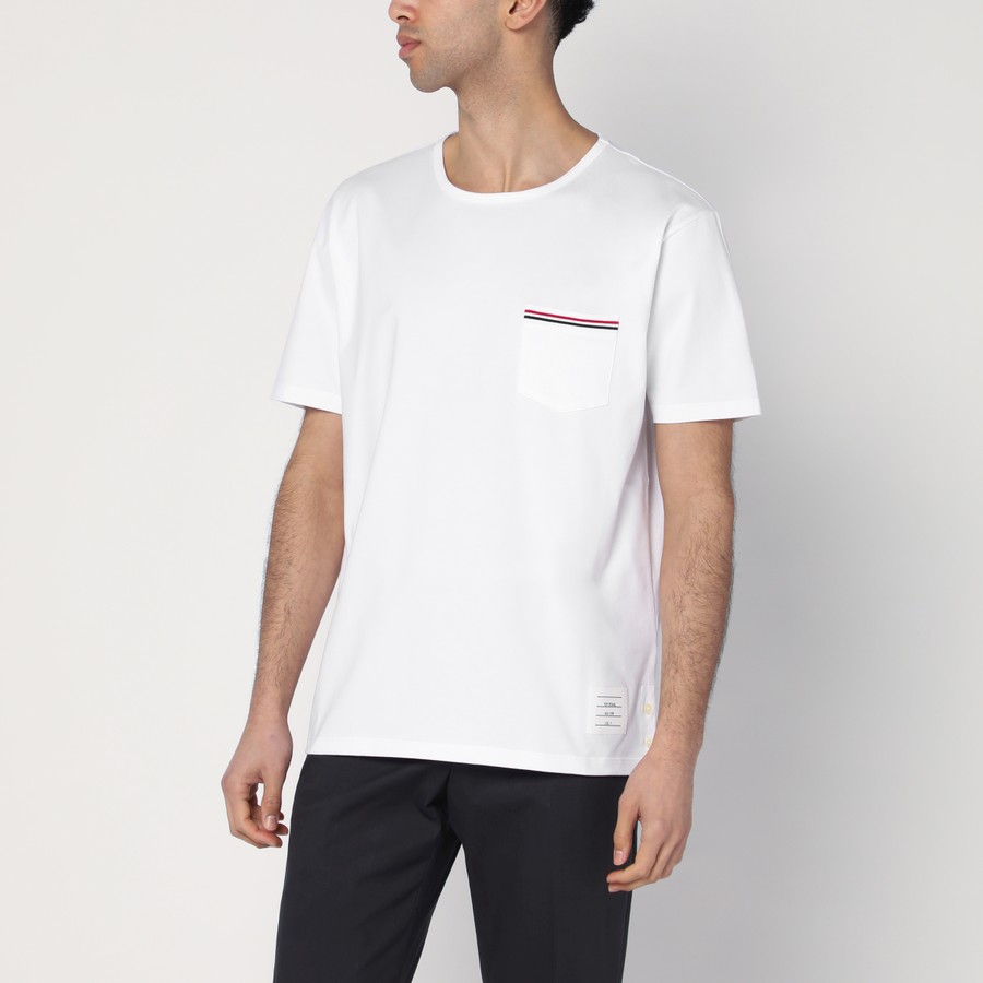 THOM BROWNE ホワイト Tシャツ THOM BROWNE crew neck T-shirt white | BRAUN Hamburg