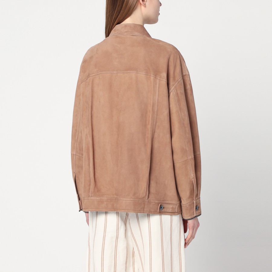 アウターその他 BRUNELLO CUCINELLI Women Outer MPCAI7326 C2867 BROWN Brunello Cucinelli Brown leather overshirt jacket | TheDoubleF