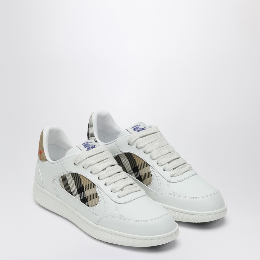 スニーカー Burberry Terrace Sneakers - Burberry - Leather - White Leather and Check Terrace Sneakers​ in White/hyacinth - Men