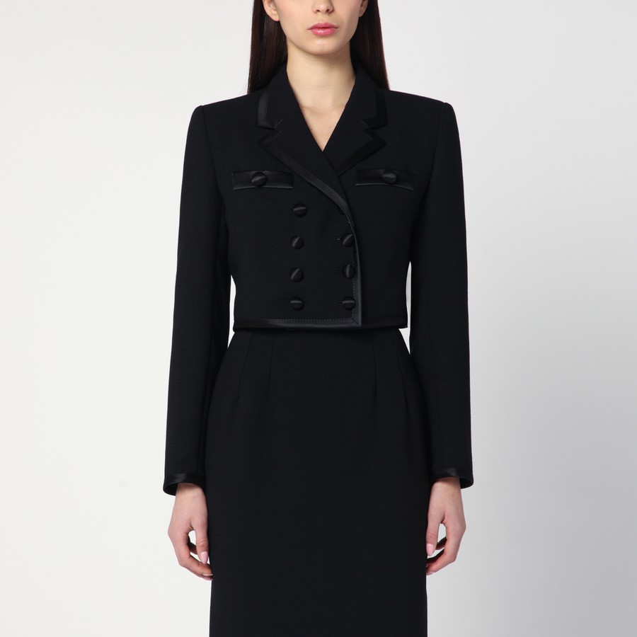 ジャケット DOLCE&GABBANA CROPPED DOUBLE-BREASTED BLACK JACKET Cropped double-breasted wool tuxedo jacket in Black for
