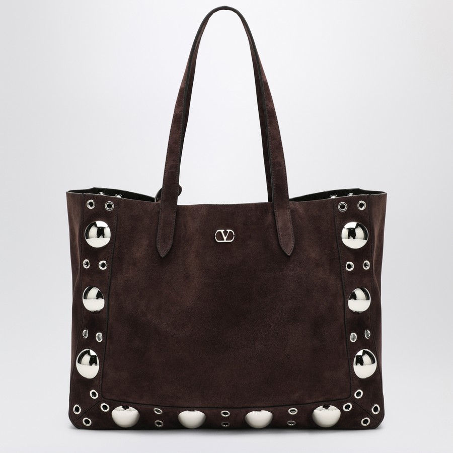 トートバッグ Valentino Garavani Medium Nellcote Tote in Dark Brown Suede Valentino Garavani Medium Nellcôte Tote in Dark Brown Suede