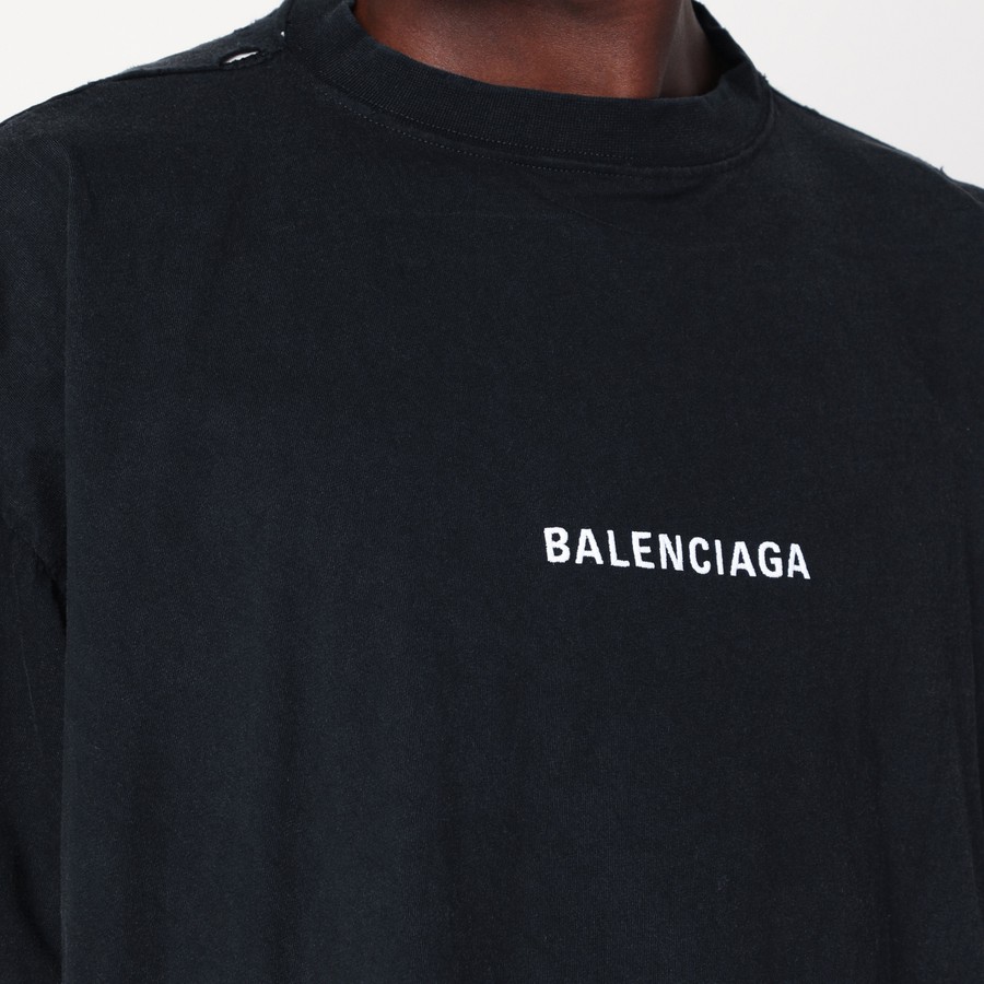 Balenciaga Faded black double Balenciaga Back T-shirt | TheDoubleF