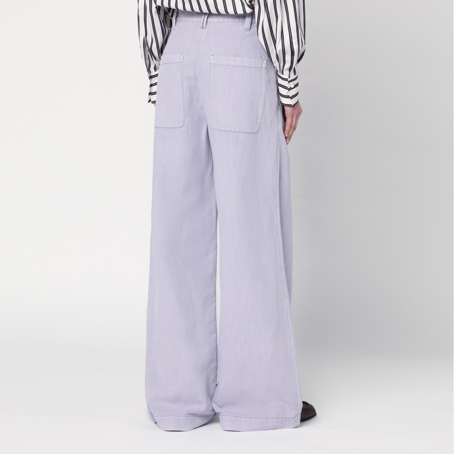 Brunello Cucinelli Wide lilac trousers in linen blend