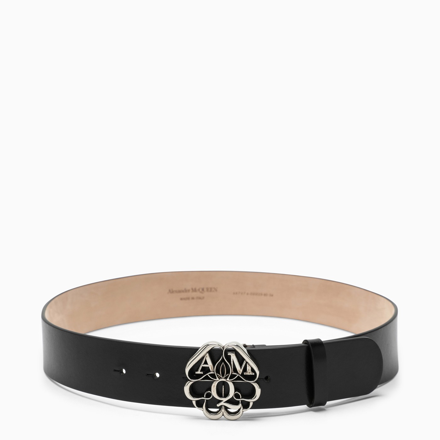 Alexander McQueen Black Seal Logo belt TheDoubleF