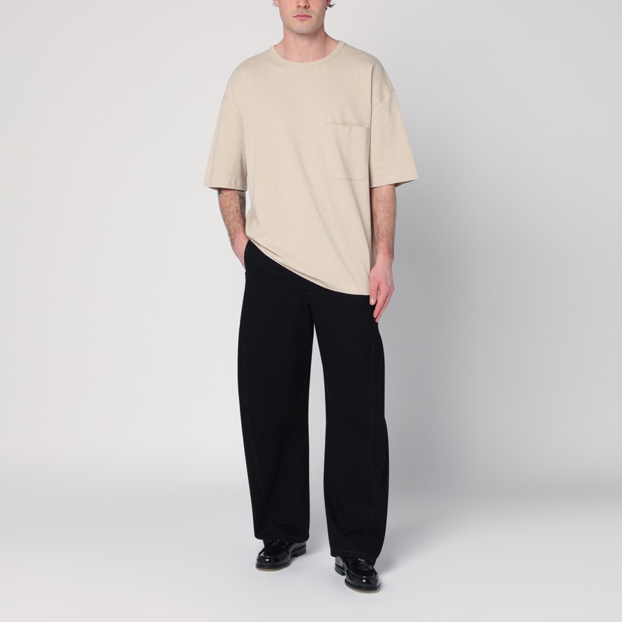 LEMAIRE Beige cotton and linen Boxy T-shirt | TheDoubleF