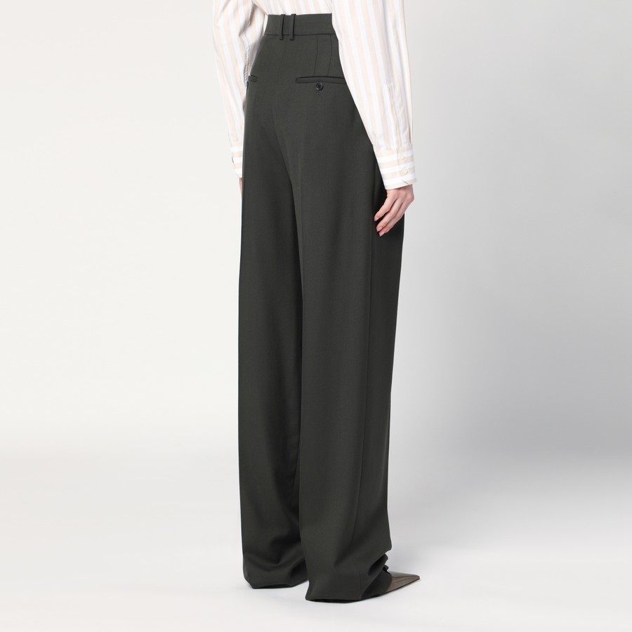 Saint Laurent Wide khaki green wool trousers | TheDoubleF
