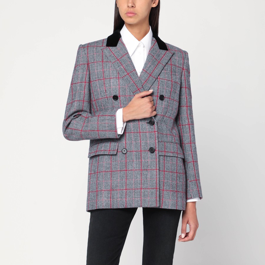 ジャケット CHLOE BLACK/WHITE CHECKERED WOOL DOUBLE-BREASTED BLAZER Chloé Black/white checkered wool double-breasted blazer