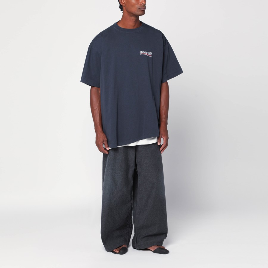 Tシャツ・カットソー BALENCIAGA DOUBLE T-SHIRT POLITICAL CAMPAIGN NAVY/WHITE Balenciaga Double T-shirt Political Campaign navy/white