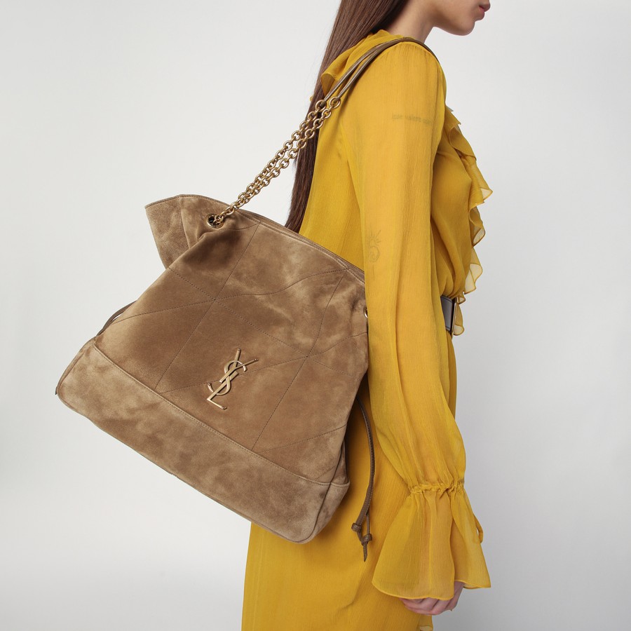 Saint Laurent Borsa shopping Jamie in suede beige | TheDoubleF
