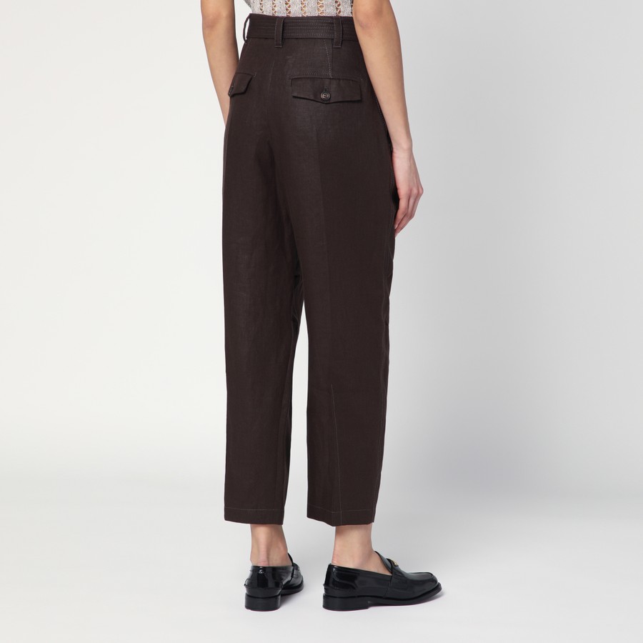 パンツ Brunello Cucinelli Linen Trousers With Brown Belt Brunello Cucinelli Linen Trouser With Brown Belt – LOZURI®