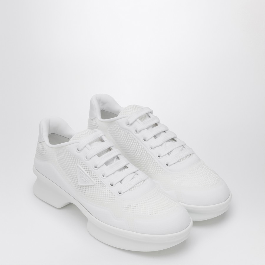 スニーカー PRADA WHITE FABRIC AND MESH LOW-TOP SNEAKER Prada White fabric and mesh low-top sneaker | TheDoubleF