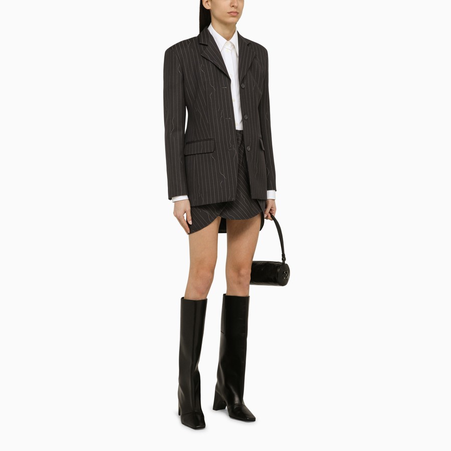 ジャケット Off-White Grey Single-Breasted Pinstripe Jacket In Wool Blen Off-White™ Grey single-breasted pinstripe jacket in wool