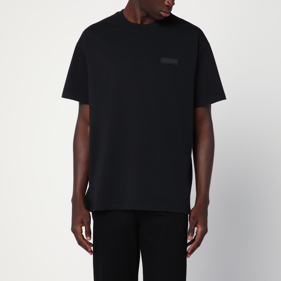 Givenchy Black cotton T-shirt with logo patch | TheDoubleF