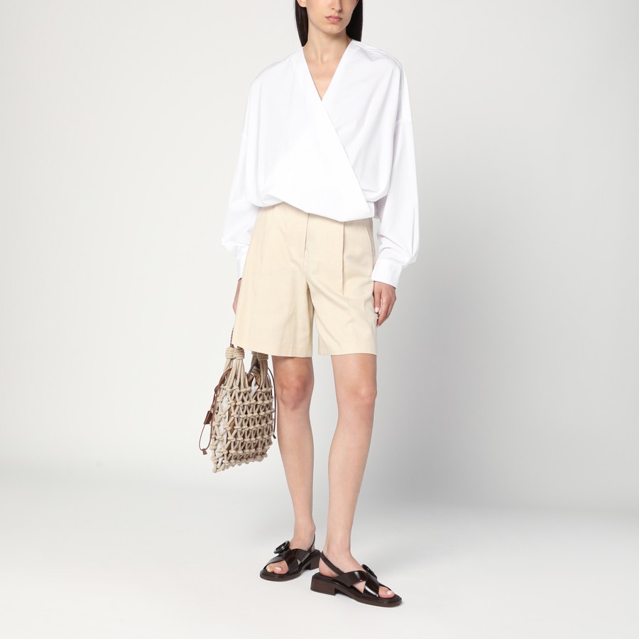ショートパンツ WEEKEND MAX MARA BEIGE BERMUDA SHORTS IN COTTON AND LINEN Weekend Max Mara Beige Bermuda shorts in cotton and linen