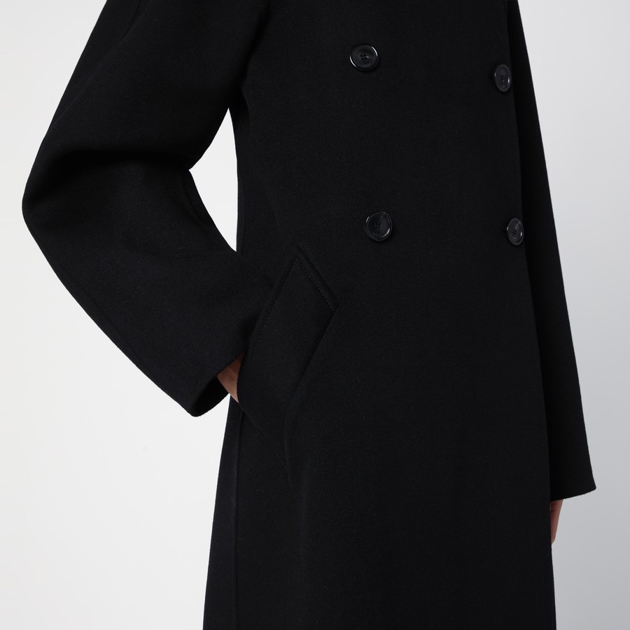 コート LOEWE BLACK WOOL DOUBLE-BREASTED COAT Loewe Black wool double-breasted coat | TheDoubleF