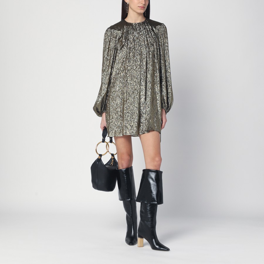 ワンピース Chloe Black Gold Mini Dress In Lame Blend Chloé Black/gold mini dress in lamé blend | TheDoubleF