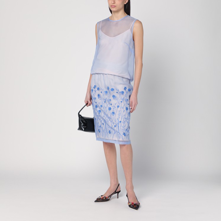 スカート PAROSH Women Long Skirts D621140PIMPY046 Blue Amazon.com: Pohullan Women Denim Skirt Elastic Waist Female