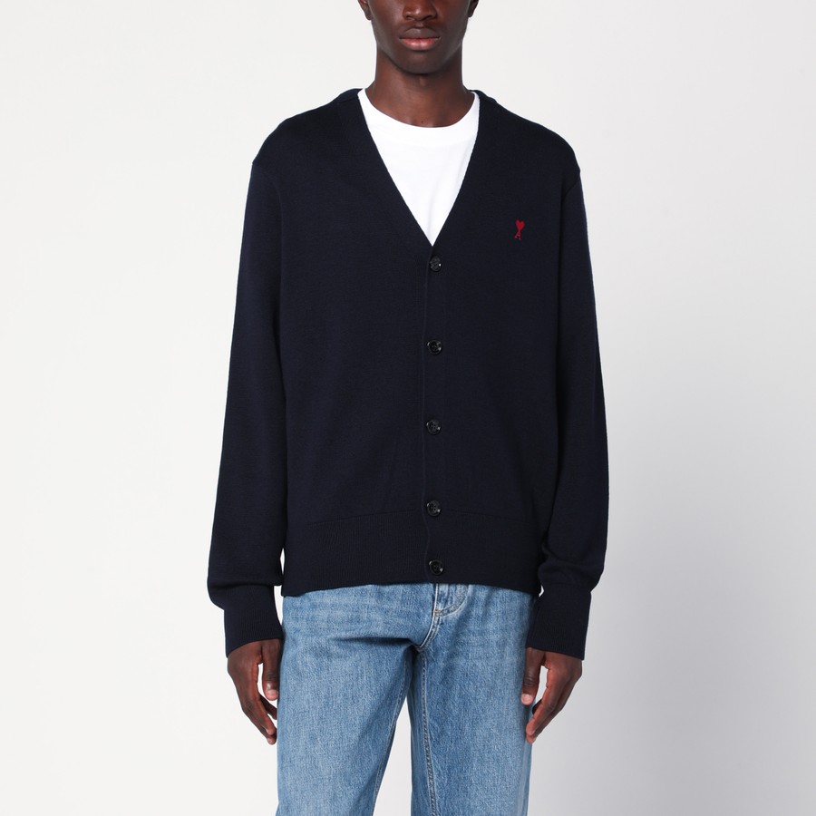 Ami Paris Navy blue Ami De Coeur cardigan | TheDoubleF