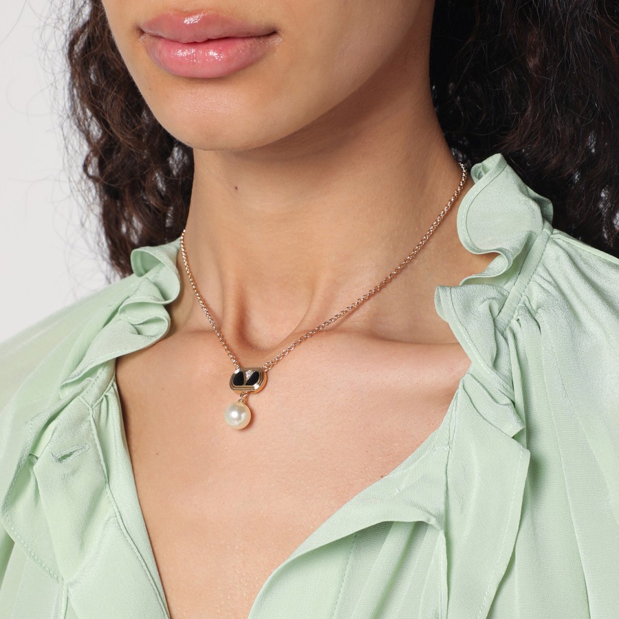 ネックレス・ペンダント VALENTINO GARAVANI OVALETTE NECKLACE WITH SWAROVSKI PEARL Valentino Garavani Metal 