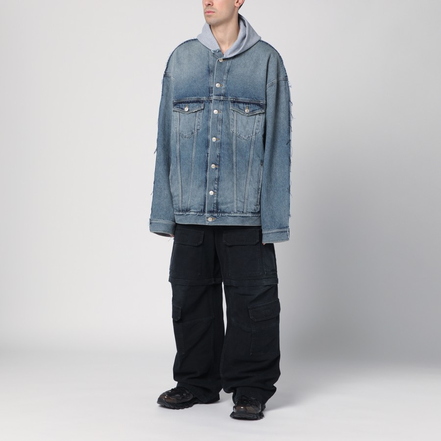 デニムジャケット BALENCIAGA DENIM AND FLEECE COTTON JACKET WITH LOGO Balenciaga Denim and fleece cotton jacket with logo | TheDoubleF