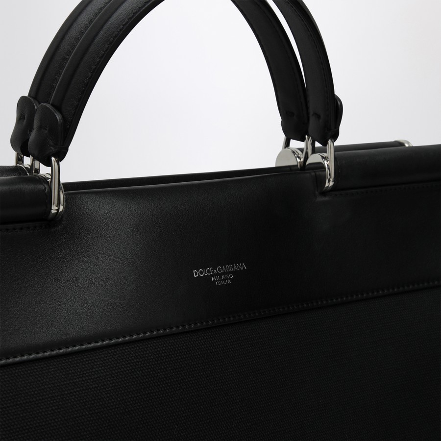 トートバッグ DOLCE&GABBANA BLACK FABRIC AND LEATHER TOTE BAG Dolce&Gabbana Black fabric and leather tote bag | TheDoubleF