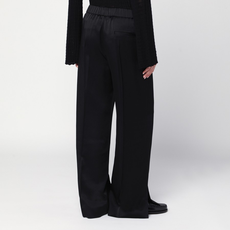 パンツ Jil Sander Black satin wide-leg pant (J02KA0180J76018 001) Jil Sander Black satin palazzo pants | TheDoubleF