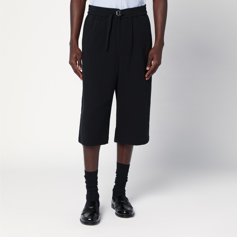 パンツ AMI Women Shorts  Burmudas FTR008 WV0039 001 Black AMI Elasticated Waist Shorts 7.5