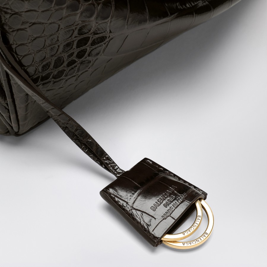 ショルダーバッグ・ポシェット BALENCIAGA SMALL RODEO BAG IN BROWN CROCODILE-EFFECT LEATHER Balenciaga Small Rodeo bag in brown crocodile-effect leather