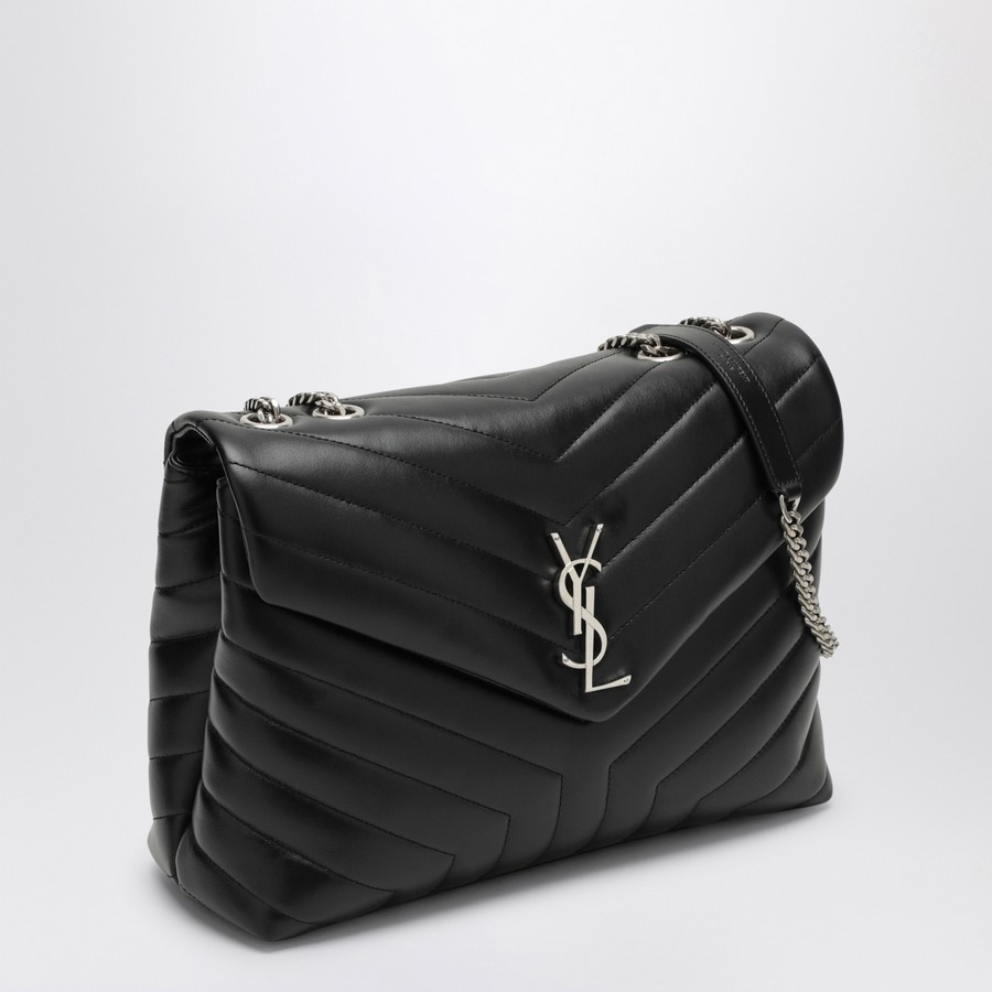Mittelgroße Tasche Loulou schwarz/silber