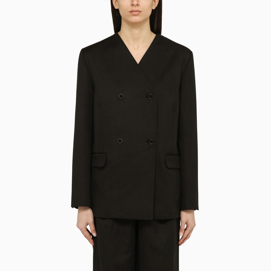 ジャケット Loulou Studio Black double-breasted jacket in cotton and lin Loulou Studio Black double-breasted jacket in cotton and