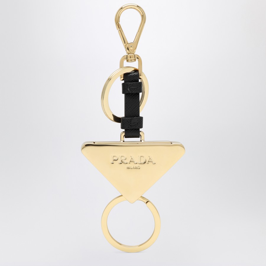 【関税＆送料込み】Prada Gold l Key Ring Hook Gold/black Enameled Metal Key Ring | PRADA