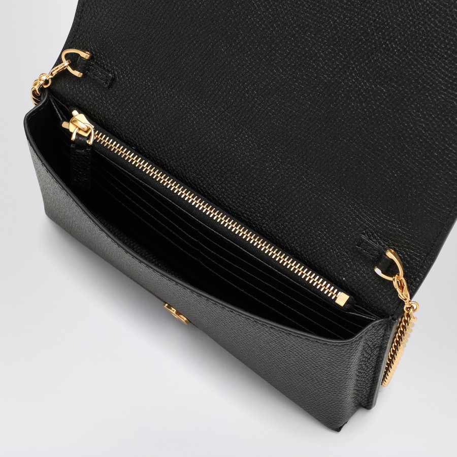 VALENTINO｜HALF-LENGTH WALLETS (6W0P0AJ4 SNP 0NO / 6W2P0 Valentino Garavani Black leather wallet with shoulder strap