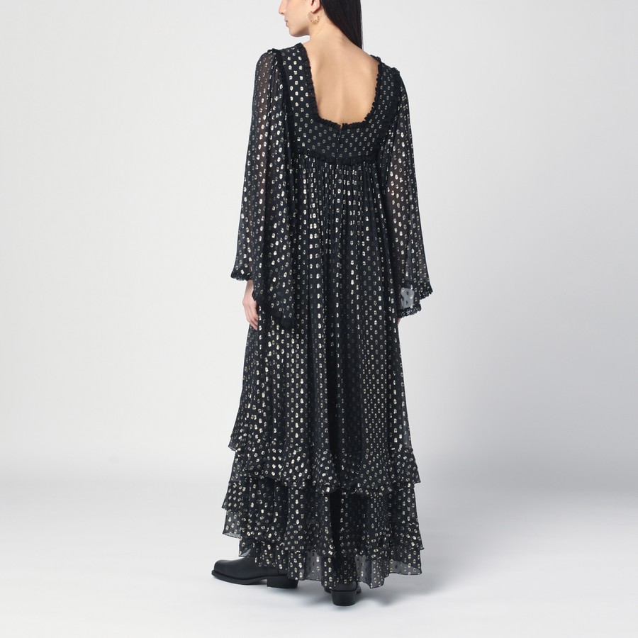 Chloe クロエ ブラック Vネック マキシワンピース CH25SRO26355 Chloé V Neck Long Dress In Crêpe Satin in Black | Chloé US