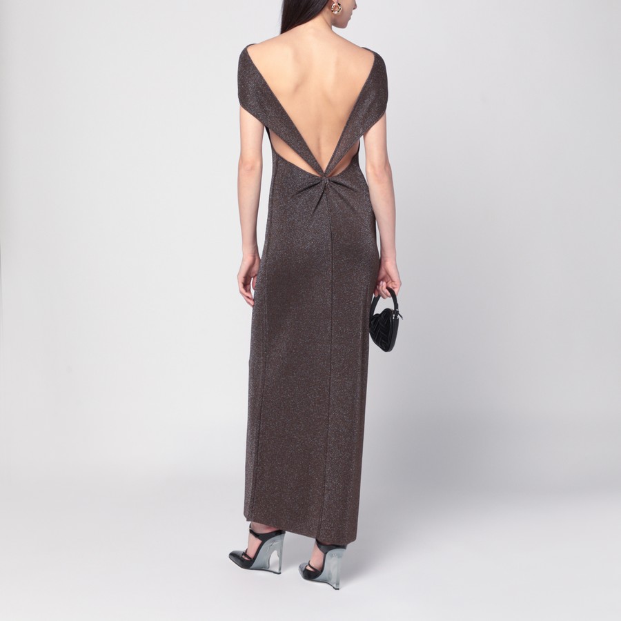 【関税＆送料込み】Max Mara Brown Dress In And Lurex Yarn Max Mara Pianoforte Brown dress in viscose and lurex yarn