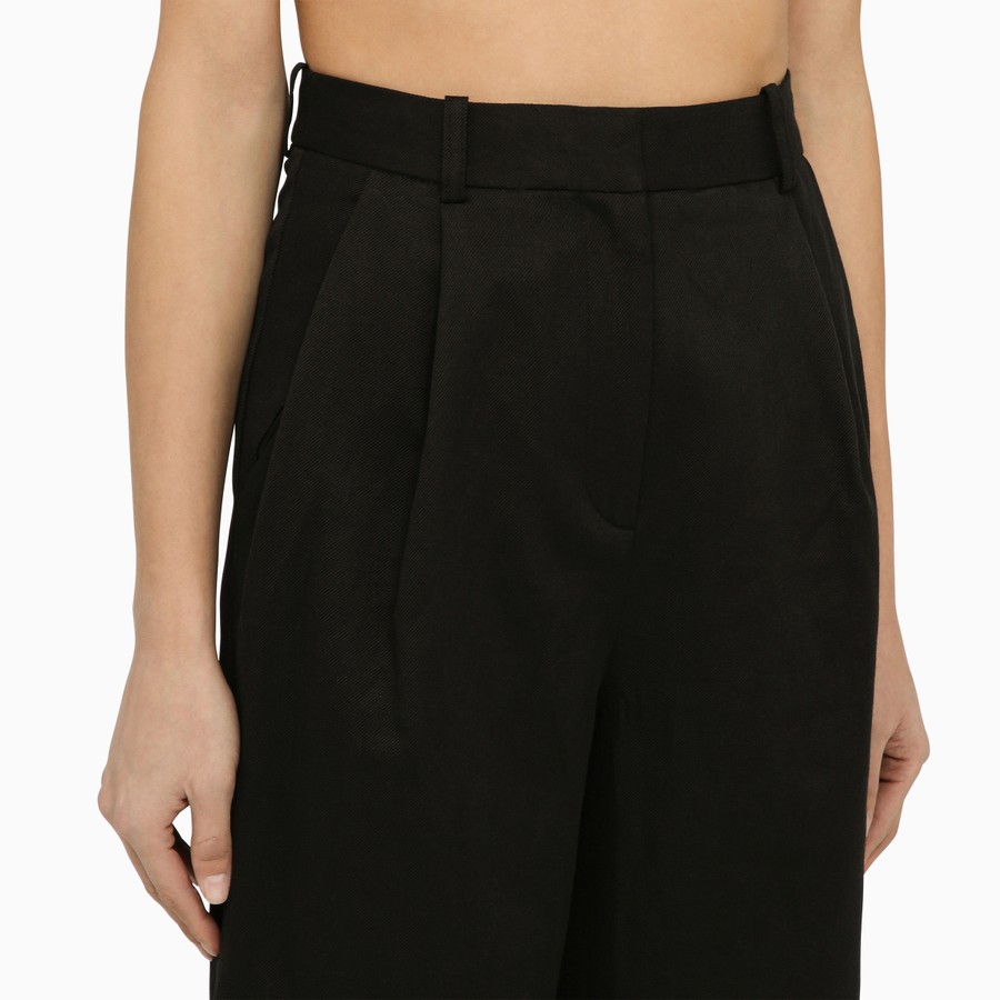 Loulou Studio Black cotton and linen trousers | TheDoubleF