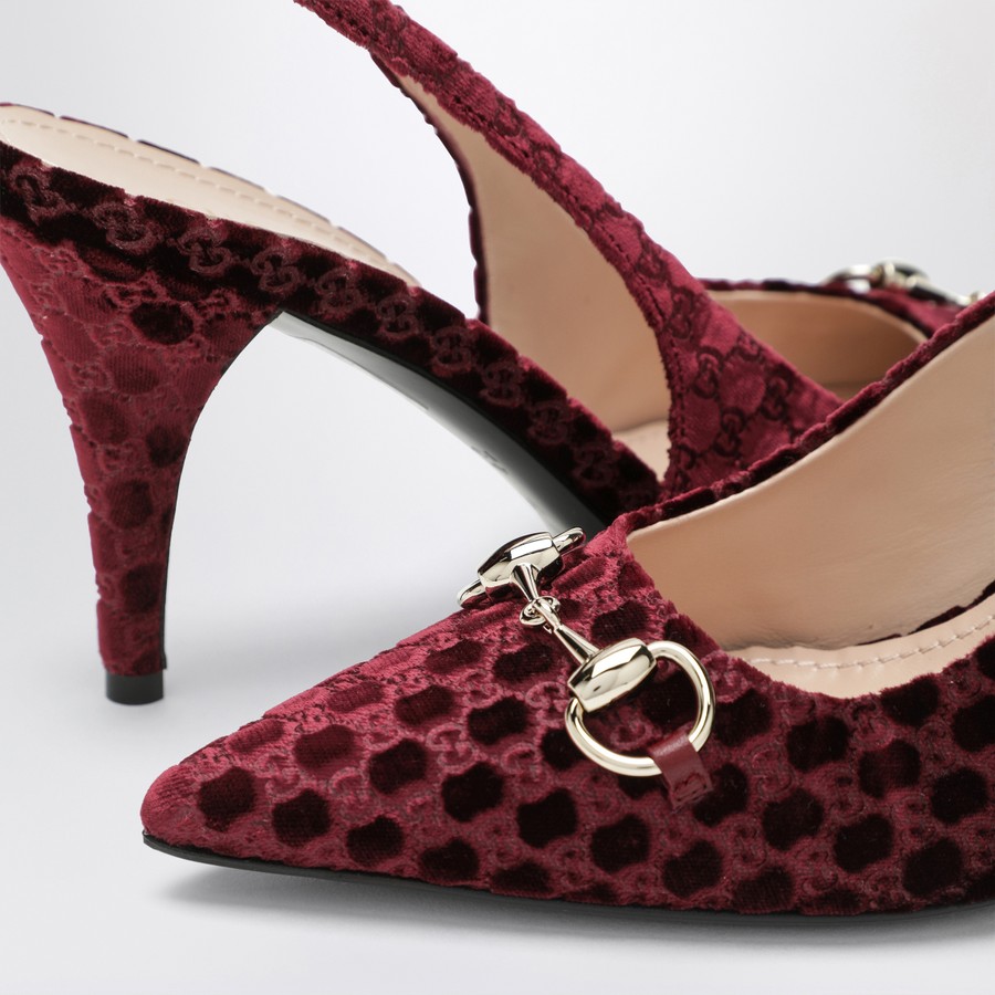 GUCCI Bordeaux velvet GG décolleté with clamp | TheDoubleF