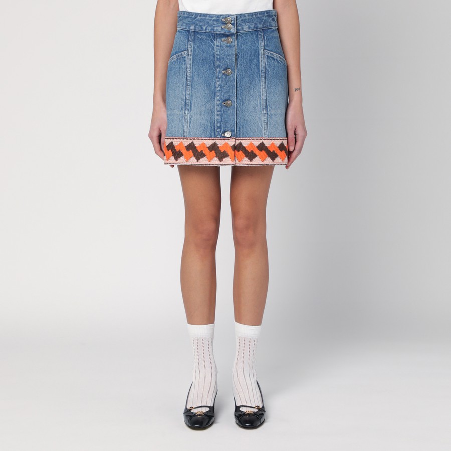 Valentino Denim mini skirt with jacquard trim | TheDoubleF