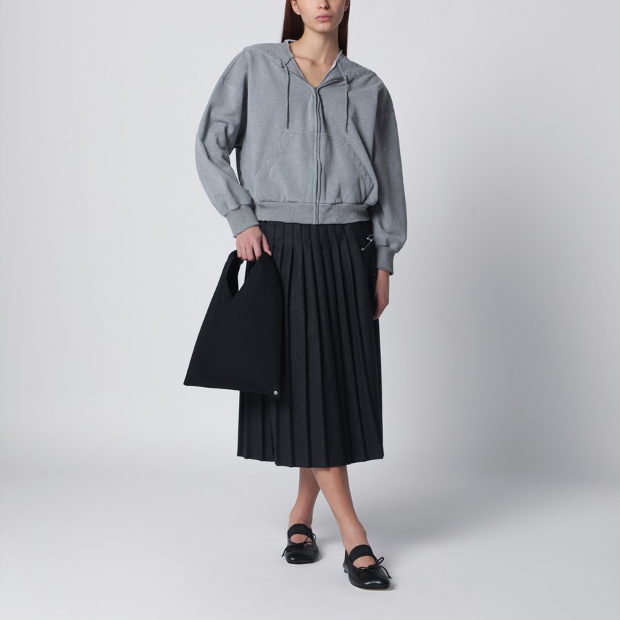 MM6 Maison Margiela Felpa con zip e coulisse in cotone grigia