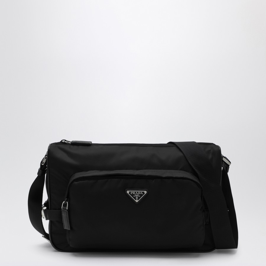 ショルダーバッグ PRADA LARGE BLACK CROSSBODY BAG IN RE-NYLON AND SAFFIANO Prada Large black crossbody bag in Re-Nylon and Saffiano