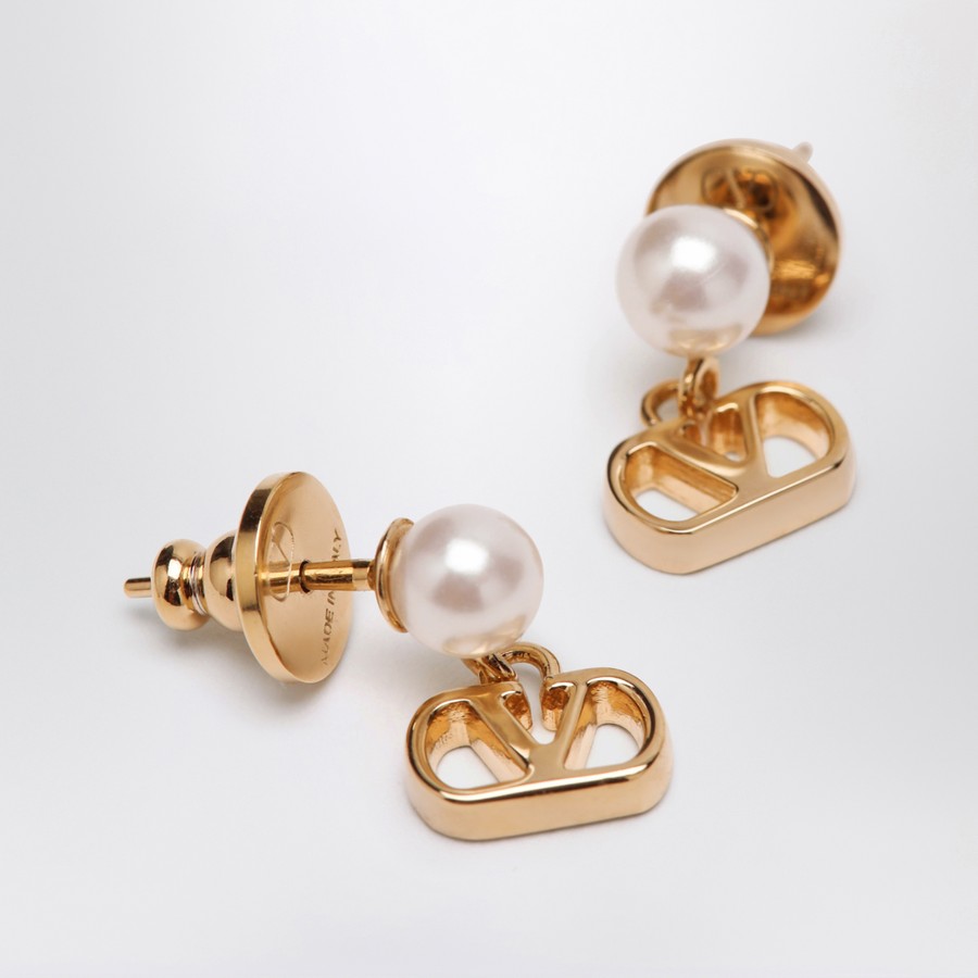 ピアス VALENTINO GARAVANI VLOGO SIGNATURE EARRINGS WITH PEARL Valentino Garavani VLogo Signature Earrings With Swarovski