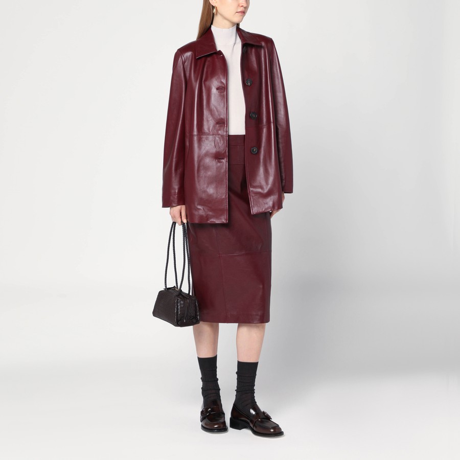 スカート MAX MARA STUDIO BORDEAUX PENCIL SKIRT IN NAPPA LEATHER Max Mara Studio Bordeaux pencil skirt in nappa leather