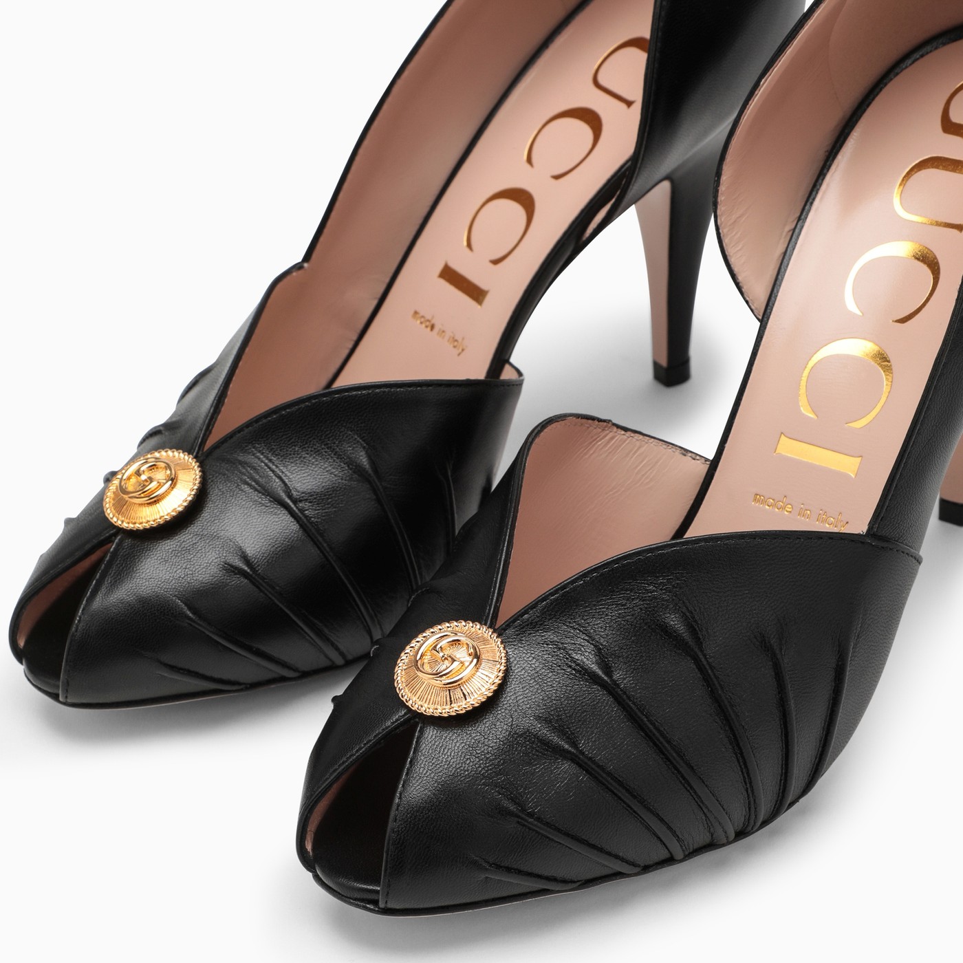 GUCCI Black open toe sandal with Interlocking GG TheDoubleF